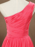 A-line One Shoulder Knee Length Chiffon Bridesmaid Dress