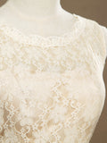 A-Line Jewel Neck Knee Length Lace Bridesmaid Dress Sleeveless with Belt