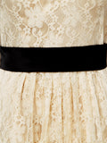 A-Line Jewel Neck Knee Length Lace Bridesmaid Dress Sleeveless with Belt