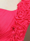 A-Line One Shoulder Knee Length Chiffon Bridesmaid Dress
