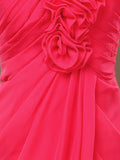 A-Line One Shoulder Knee Length Chiffon Bridesmaid Dress