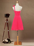A-Line One Shoulder Knee Length Chiffon Bridesmaid Dress