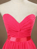 A-Line Strapless Sweetheart Knee Length Chiffon Bridesmaid Dress