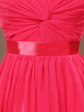 A-Line Strapless Sweetheart Knee Length Chiffon Bridesmaid Dress
