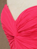 A-Line Strapless Sweetheart Knee Length Chiffon Bridesmaid Dress