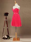 A-Line Strapless Sweetheart Knee Length Chiffon Bridesmaid Dress