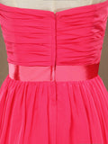 A-Line Strapless Sweetheart Knee Length Chiffon Bridesmaid Dress