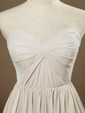 Convertible Knee Length Chiffon Bridesmaid Dress A-line One Shoulder Halter-neck Strapless Sweetheart