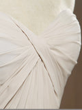 Convertible Knee Length Chiffon Bridesmaid Dress A-line One Shoulder Halter-neck Strapless Sweetheart