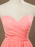 Simple A-Line Sweetheart Strapless Knee Length Chiffon Bridesmaid Dress
