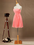 Simple A-Line Sweetheart Strapless Knee Length Chiffon Bridesmaid Dress