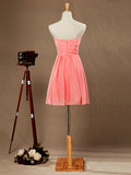 Simple A-Line Sweetheart Strapless Knee Length Chiffon Bridesmaid Dress