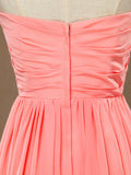 Simple A-Line Sweetheart Strapless Knee Length Chiffon Bridesmaid Dress