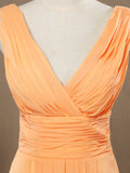 A-Line V-neck High-low Chiffon Bridesmaid Dress