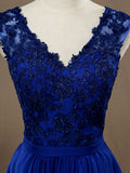 A-Line V-neck Mini Chiffon match Lace Cocktail Dress