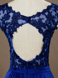 A-Line V-neck Mini Chiffon match Lace Cocktail Dress
