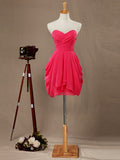 Sheath / Column Strapless Sweetheart Short / Mini Chiffon Bridesmaid Dress with Draping Criss Cross