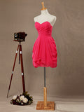 Sheath / Column Strapless Sweetheart Short / Mini Chiffon Bridesmaid Dress with Draping Criss Cross