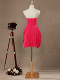 Sheath / Column Strapless Sweetheart Short / Mini Chiffon Bridesmaid Dress with Draping Criss Cross - dressblee