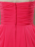 Sheath / Column Strapless Sweetheart Short / Mini Chiffon Bridesmaid Dress with Draping Criss Cross - dressblee