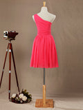 A-Line One Shoulder Knee Length Chiffon Bridesmaid Dress