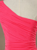 A-Line One Shoulder Knee Length Chiffon Bridesmaid Dress