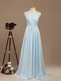 A-Line V-neck Halter Chiffon Floor Length Prom Formal Party Evening Dress