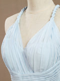 A-Line V-neck Halter Chiffon Floor Length Prom Formal Party Evening Dress