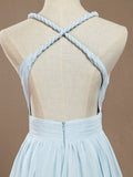 A-Line V-neck Halter Chiffon Floor Length Prom Formal Party Evening Dress