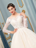 Ball Gown Tulle Lace Applique Wedding Dresses Long Sleeveless Floor Length