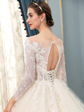 Ball Gown Tulle Lace Applique Wedding Dresses Long Sleeveless Floor Length
