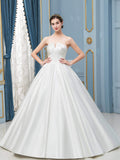 Ball Gown Satin Wedding Dresses Sleeveless Floor Length