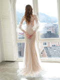 Mermaid / Trumpet Luxurious Sexy Engagement Formal Evening Dress Long Sleeves - dressblee