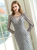 Mermaid / Trumpet Luxurious Sexy Formal Evening Dresses Prom Dresses Long Sleeves Bridesmaid Dresses - dressblee