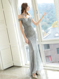 Mermaid / Trumpet Luxurious Glittering Fairy Sexy Formal Evening Dresses Prom Dresses Short Sleeves - dressblee