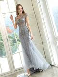 Mermaid / Trumpet Luxurious Glittering Fairy Sexy Formal Evening Dresses Short Sleeves - dressblee