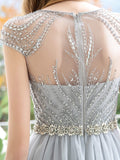 Mermaid / Trumpet Luxurious Glittering Fairy Sexy Formal Evening Dresses Cap Sleeves Floor Length