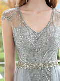 Mermaid / Trumpet Luxurious Glittering Fairy Sexy Formal Evening Dresses Cap Sleeves Floor Length