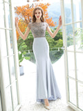 Mermaid / Trumpet Max Chiffon Luxurious Sexy Formal Evening Dresses Cap Sleeves Floor Length