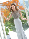 Mermaid / Trumpet Max Chiffon Luxurious Sexy Formal Evening Dresses Cap Sleeves Floor Length