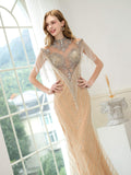 Mermaid / Trumpet Beaded Luxurious Sexy Formal Evening Dresses Sleeveless Floor Length Prom Dresses