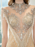 Mermaid / Trumpet Beaded Luxurious Sexy Formal Evening Dresses Sleeveless Floor Length Prom Dresses