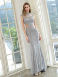 Mermaid Beaded Luxurious Fashion Formal Evening Dresses Sleeveless Floor Length