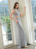 Mermaid Beaded Luxurious Fashion Formal Evening Dresses Sleeveless Floor Length