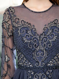 Mermaid Beaded Luxurious Fashion Formal Evening Dresses Long Sleeve Floor Length
