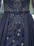 Mermaid Beaded Luxurious Fashion Formal Evening Dresses Long Sleeve Floor Length