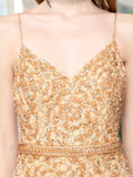 Mermaid Beaded Luxurious Fashion Formal Evening Dresses Spaghetti Strap Sleeveless Floor Length
