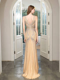 Mermaid V-neck Beaded Luxurious Fashion Formal Evening Dresses Sleeveless Floor Length